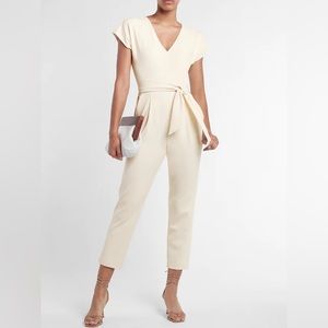 V-neck tie waist jumpsuit